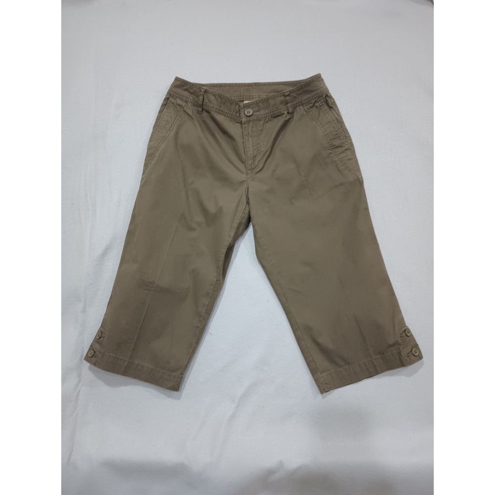 Liz Claiborne Lizwear Women Green Capri Pants Size 6 Cotton Cropped Trousers